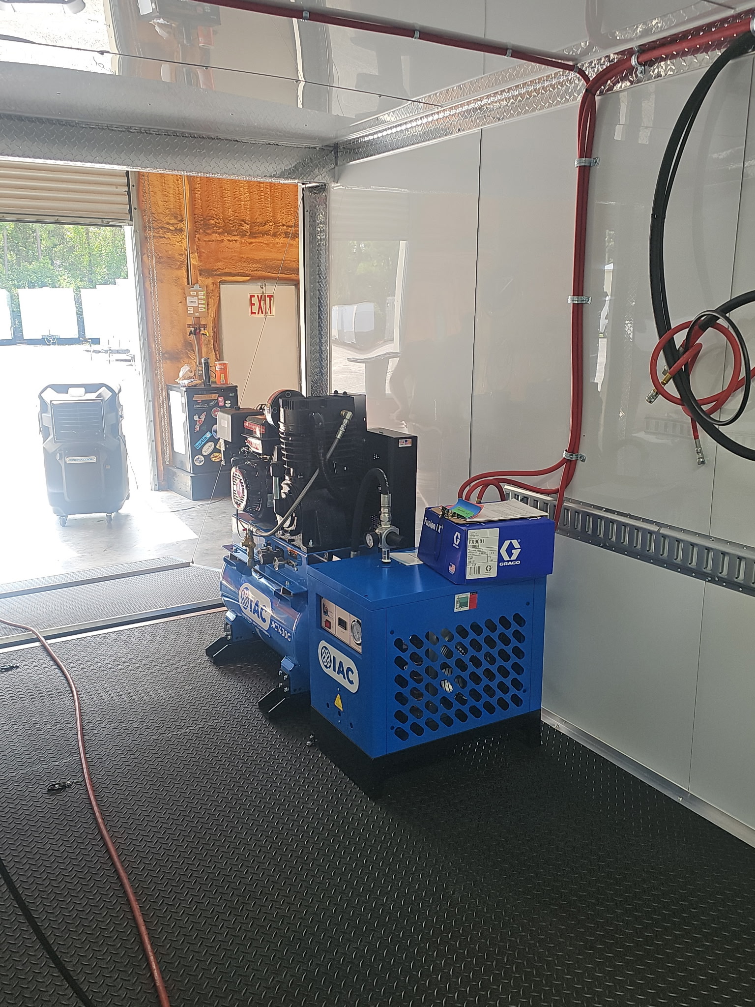 Skyline compressor and spray foam trailer equipment